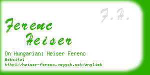 ferenc heiser business card